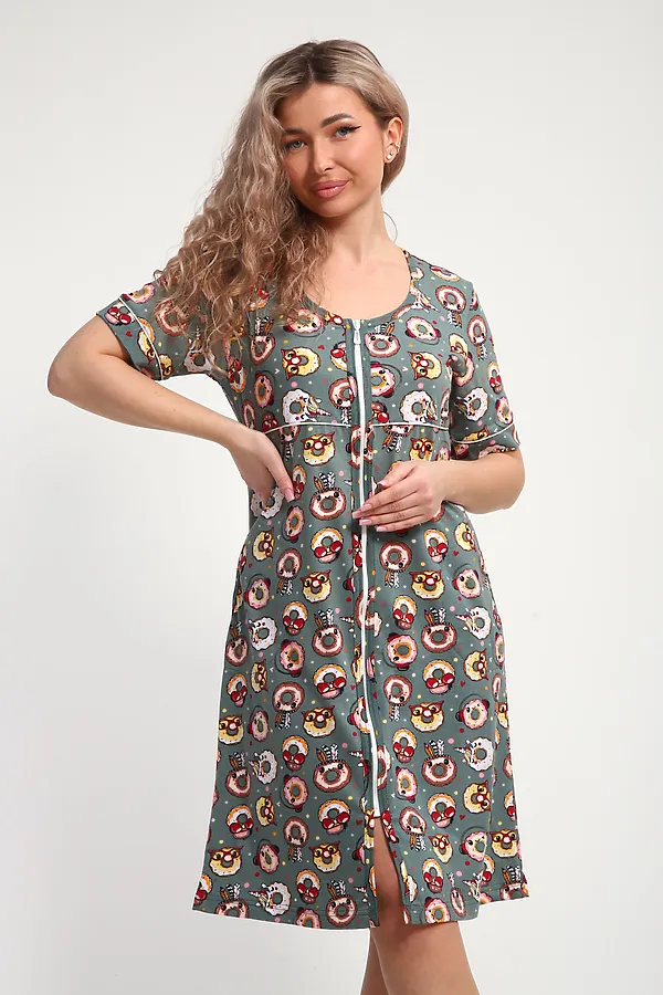 Халат ХЖ-01 НАТАЛИ, пончики зеленый - фото 2