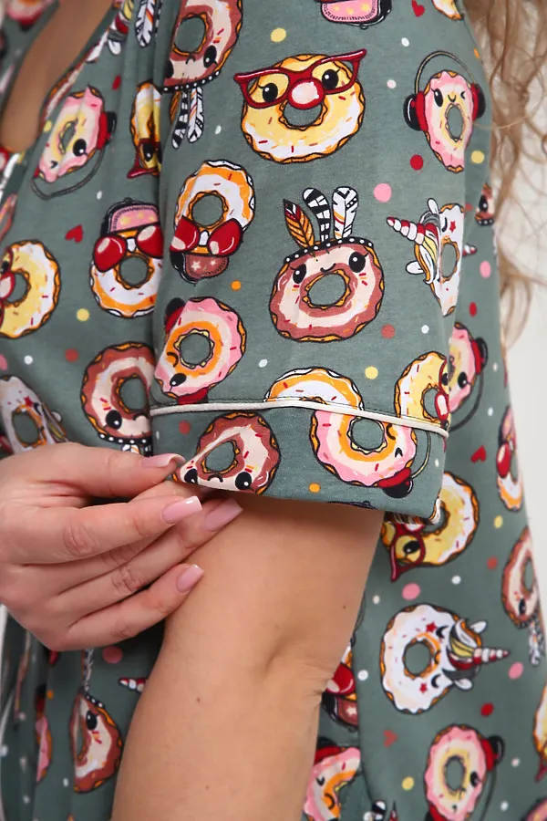 Халат ХЖ-01 НАТАЛИ, пончики зеленый - фото 2