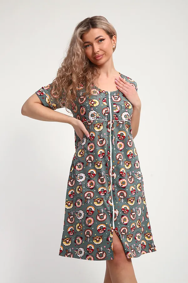 Халат ХЖ-01 НАТАЛИ, пончики зеленый - фото 2