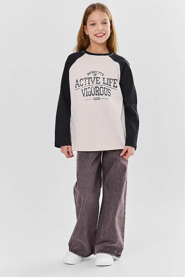 Джемпер для девочек MARK FORMELLE, льняной +печать - фото 2