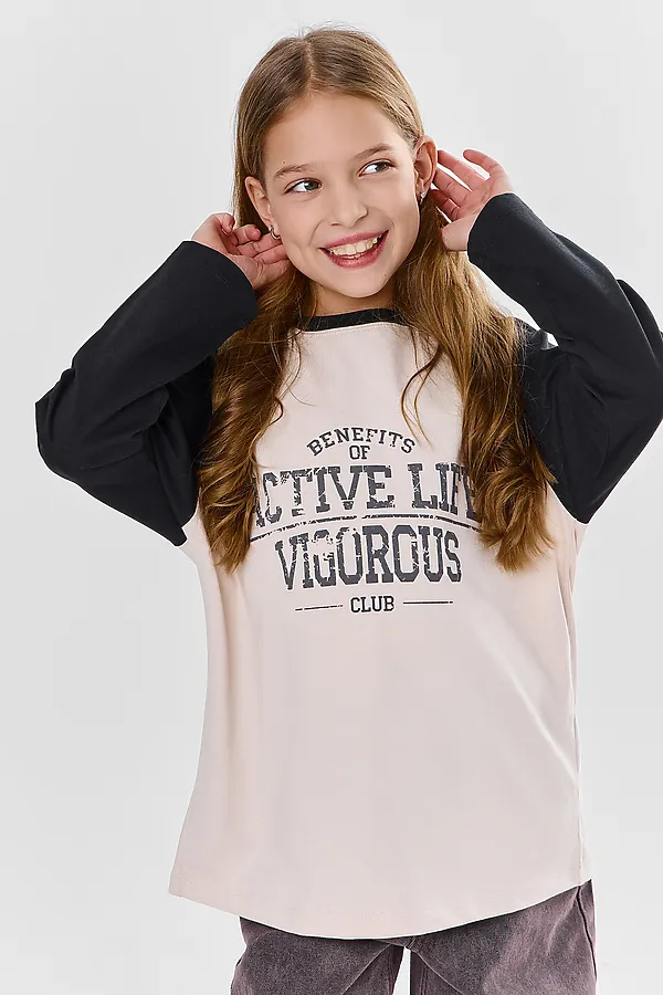 Джемпер для девочек MARK FORMELLE, льняной +печать - фото 2