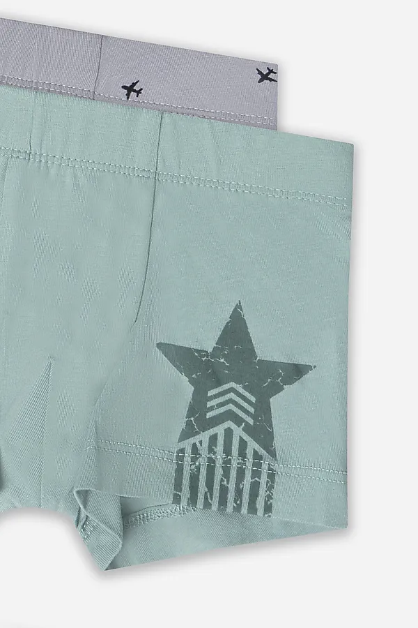 Трусы для мальчиков (2шт.) MARK FORMELLE, зеленая пастель +самолеты на сером - фото 2