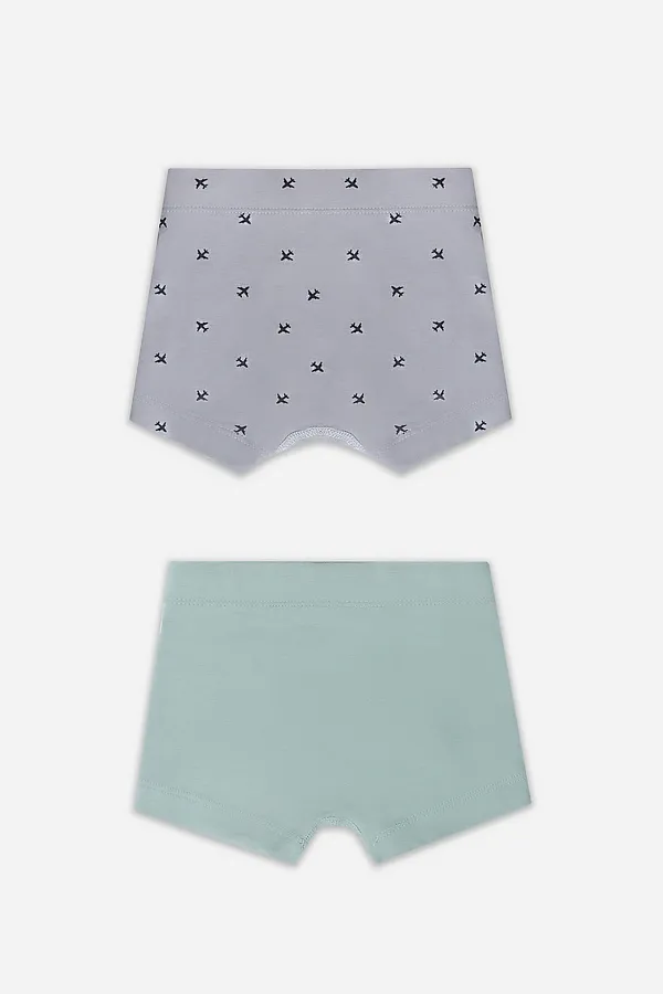 Трусы для мальчиков (2шт.) MARK FORMELLE, зеленая пастель +самолеты на сером - фото 2