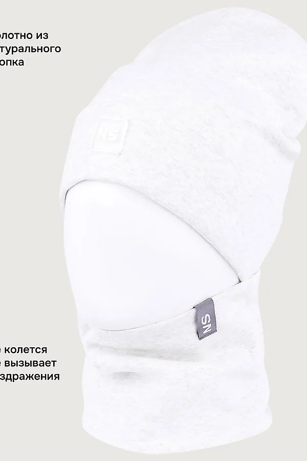 Комплект шапка и снуд NIKASTYLE, молочный меланж - фото 2