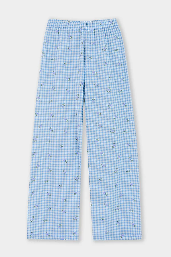 Комплект для девочек (джемпер, брюки) MARK FORMELLE, небо +голубая клетка с цветами - фото 2