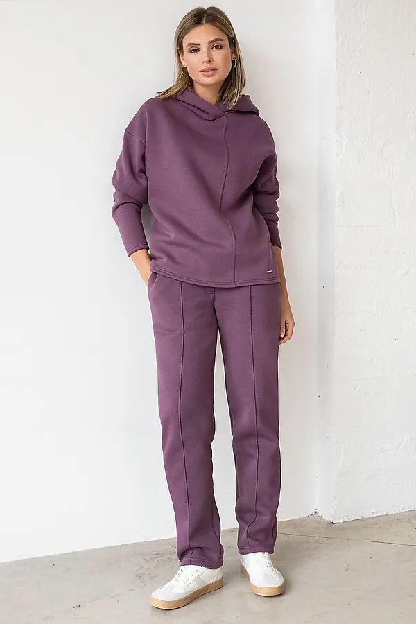 Брюки из футера-трехнитки с начесом VILATTE, лиловый - фото 2