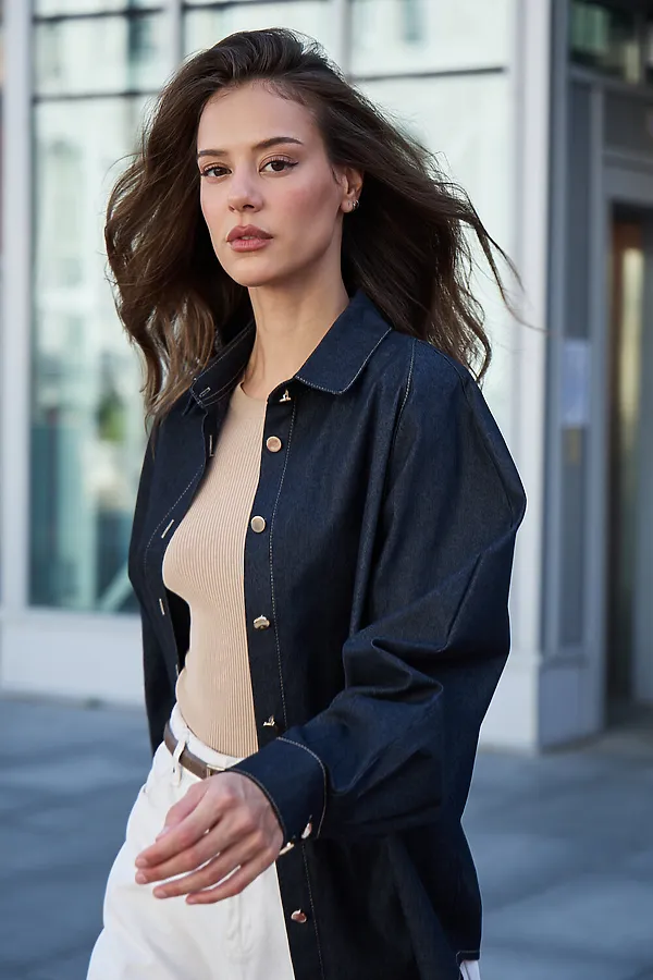 Рубашка джинсовая оверсайз НАТАЛИ, черный - фото 2