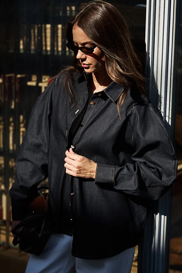 Рубашка джинсовая оверсайз НАТАЛИ, черный - фото 2