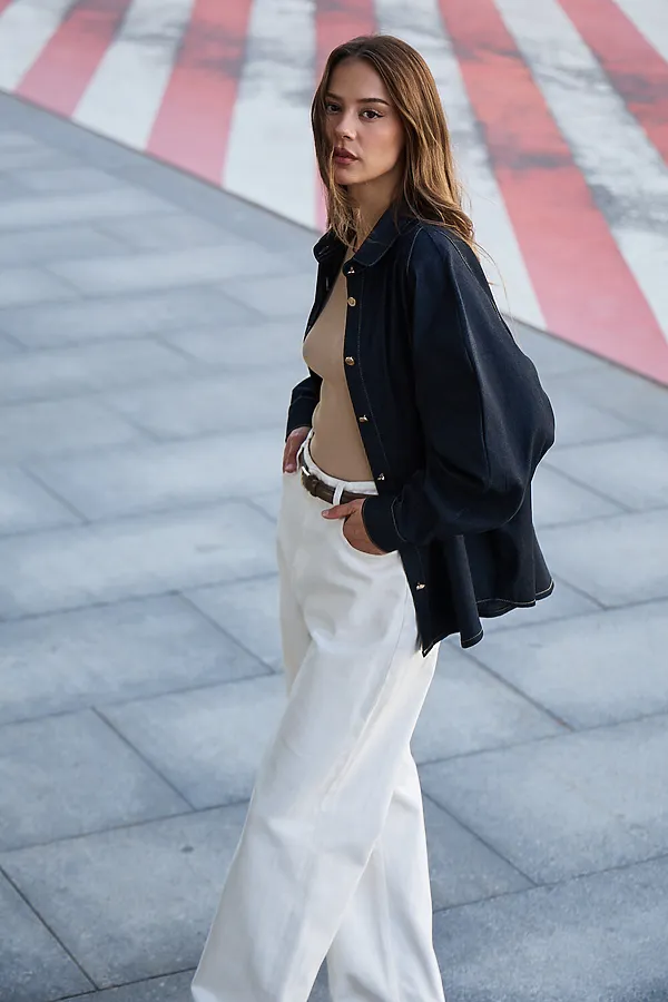 Рубашка джинсовая оверсайз НАТАЛИ, черный - фото 2