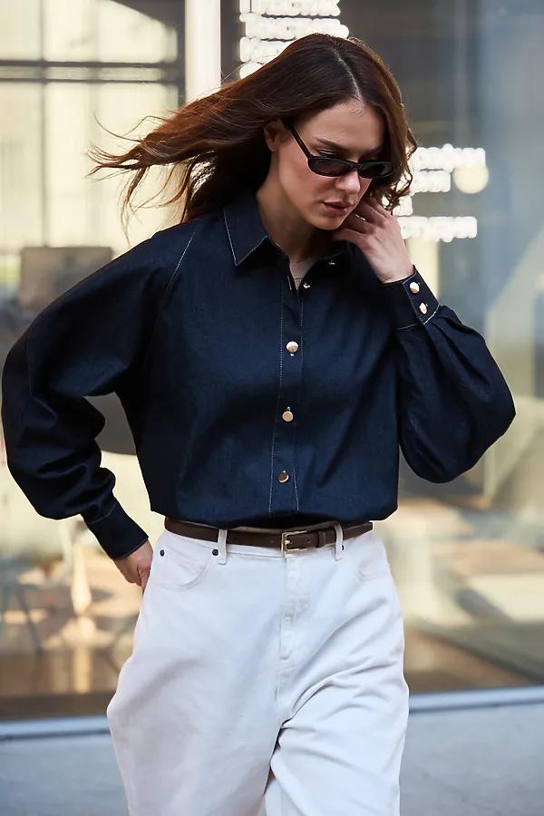 Рубашка джинсовая оверсайз НАТАЛИ, черный - фото 2