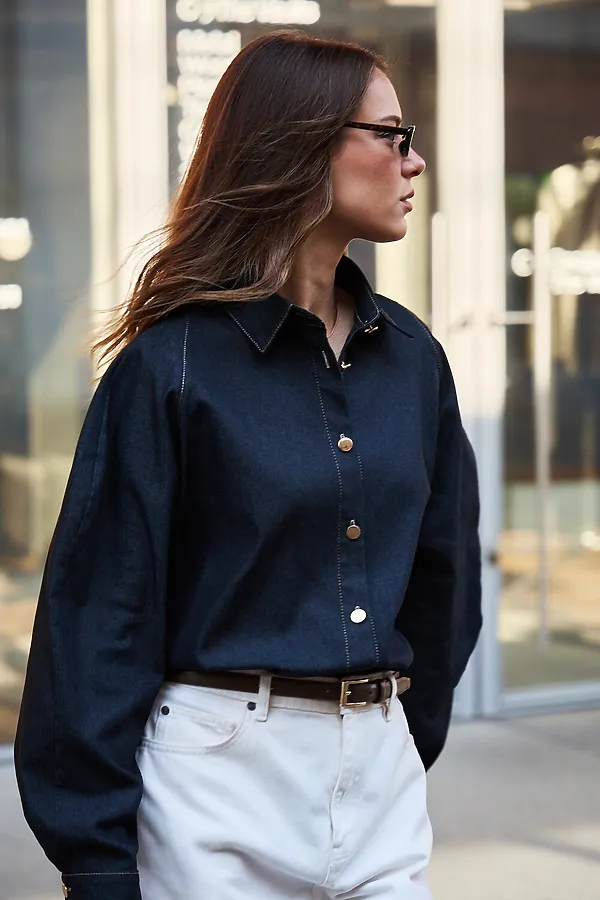 Рубашка джинсовая оверсайз НАТАЛИ, черный - фото 2