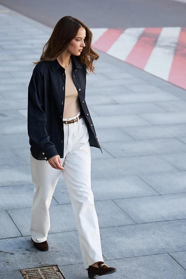 Рубашка джинсовая оверсайз НАТАЛИ, черный - фото 2