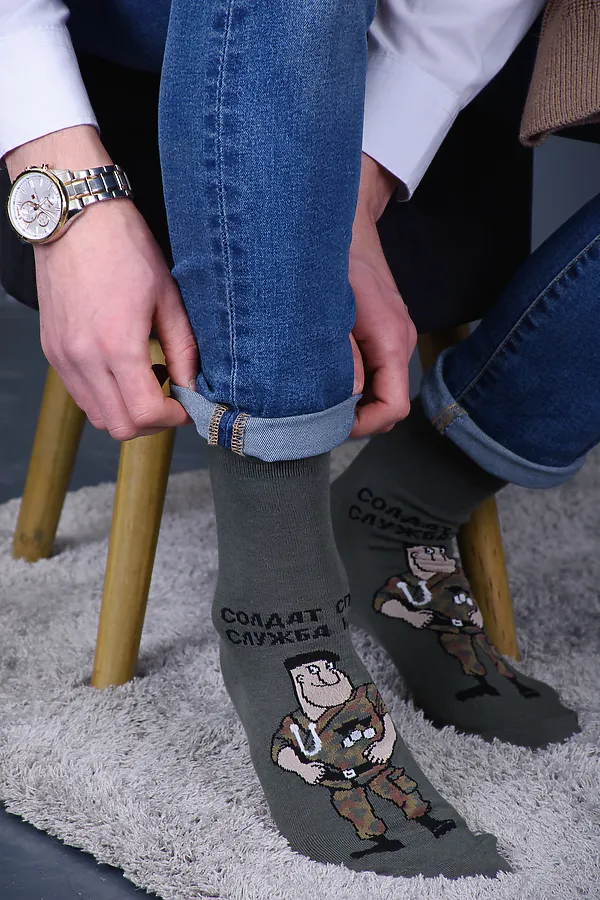 Носки стандарт Армия (набор 3 пары) НАТАЛИ, зеленый, хаки, черный - фото 2