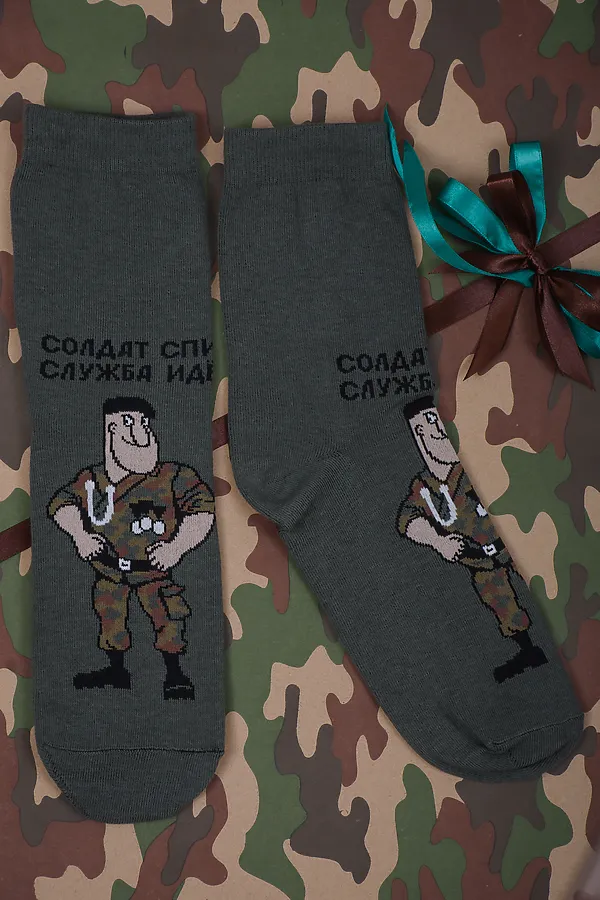 Носки стандарт Армия (набор 3 пары) НАТАЛИ, зеленый, хаки, черный - фото 2
