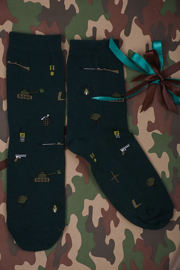 Носки стандарт Армия (набор 3 пары) НАТАЛИ, зеленый, хаки, черный - фото 2