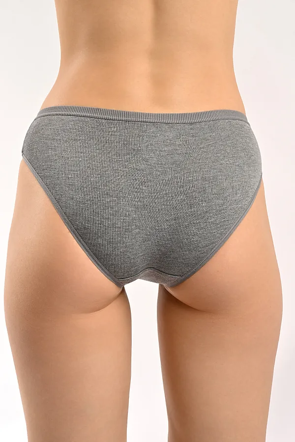 Женские трусы из вискозы в рубчик INDEFINI, серый - фото 2