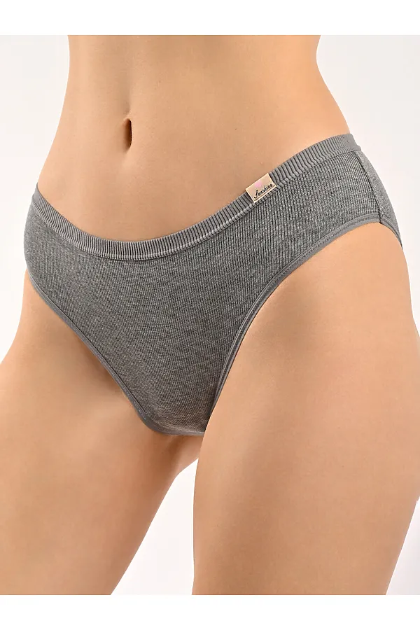 Женские трусы из вискозы в рубчик INDEFINI, серый - фото 2