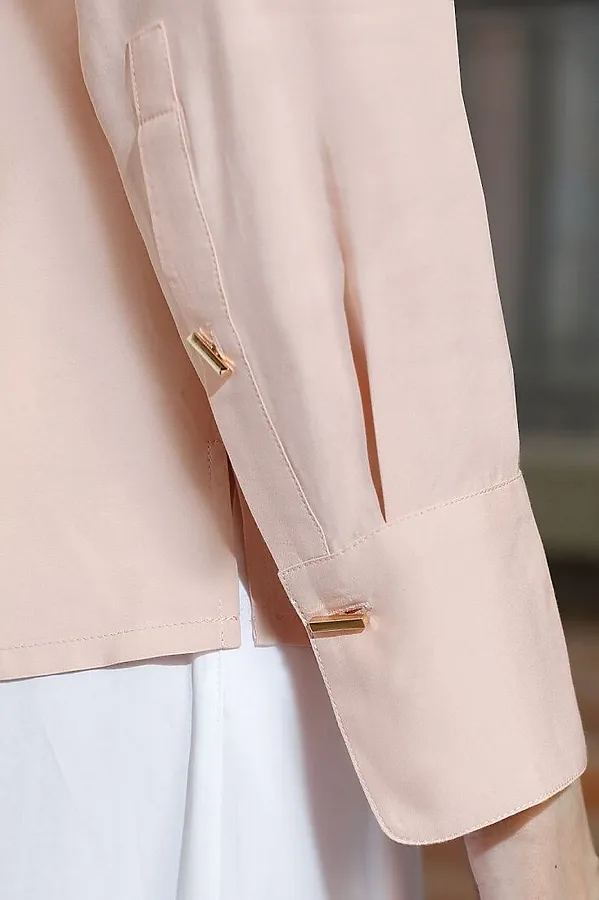 Блузка с широкими манжетами из вискозы с лиоцеллом VILATTE, пудровый - фото 2