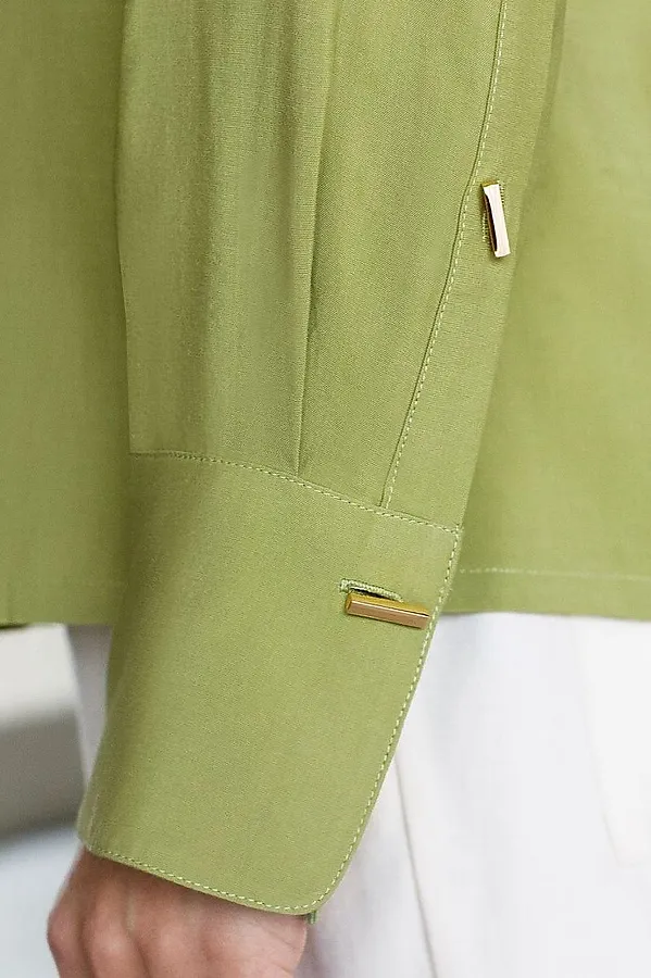 Блузка с широкими манжетами из вискозы с лиоцеллом VILATTE, светло-оливковый - фото 2