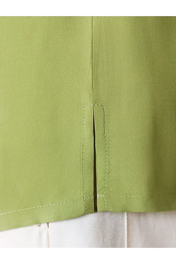 Блузка с широкими манжетами из вискозы с лиоцеллом VILATTE, светло-оливковый - фото 2