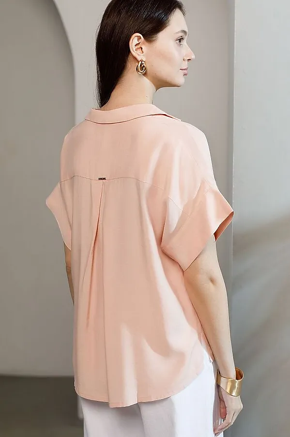 Блузка с коротким рукавом из вискозы с лиоцеллом VILATTE, пудровый - фото 2