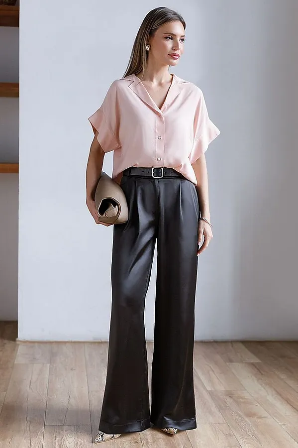 Блузка с коротким рукавом из вискозы с лиоцеллом VILATTE, пудровый - фото 2