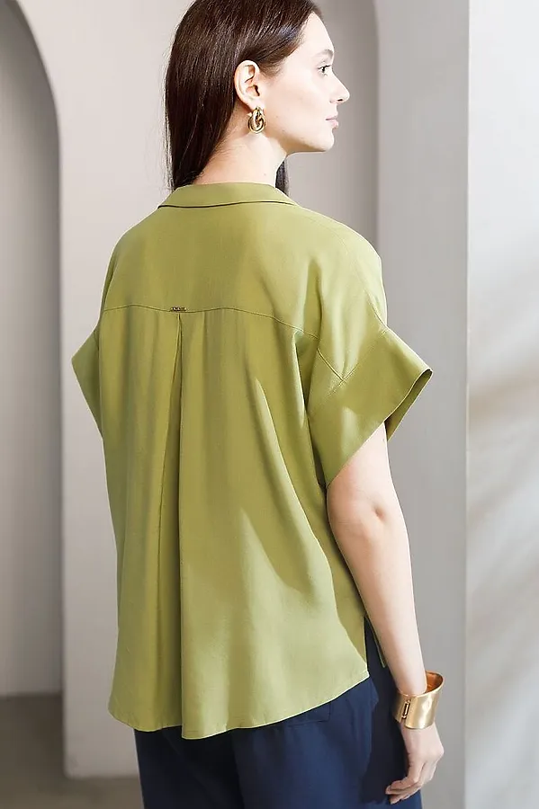 Блузка с коротким рукавом из вискозы с лиоцеллом VILATTE, светло-оливковый - фото 2