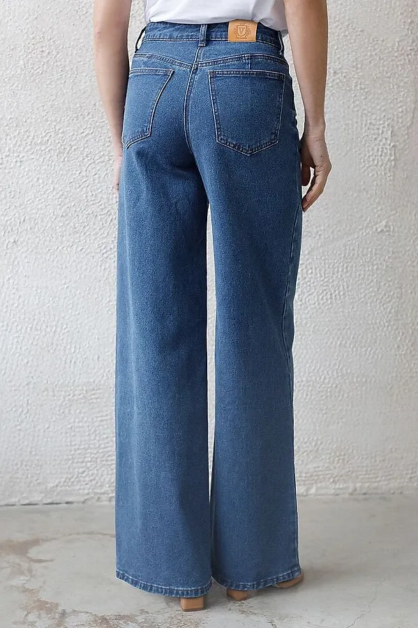 Джинсы трубы из эластичного денима VILATTE, синий - фото 2