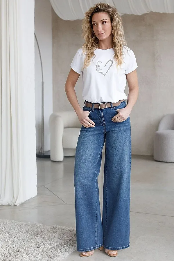 Джинсы трубы из эластичного денима VILATTE, синий - фото 2