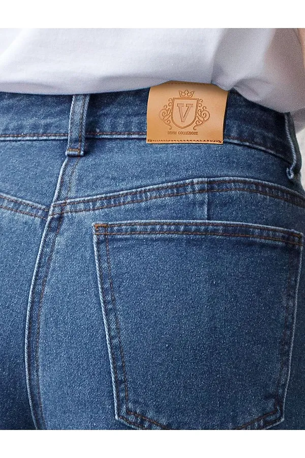 Джинсы трубы из эластичного денима VILATTE, синий - фото 2