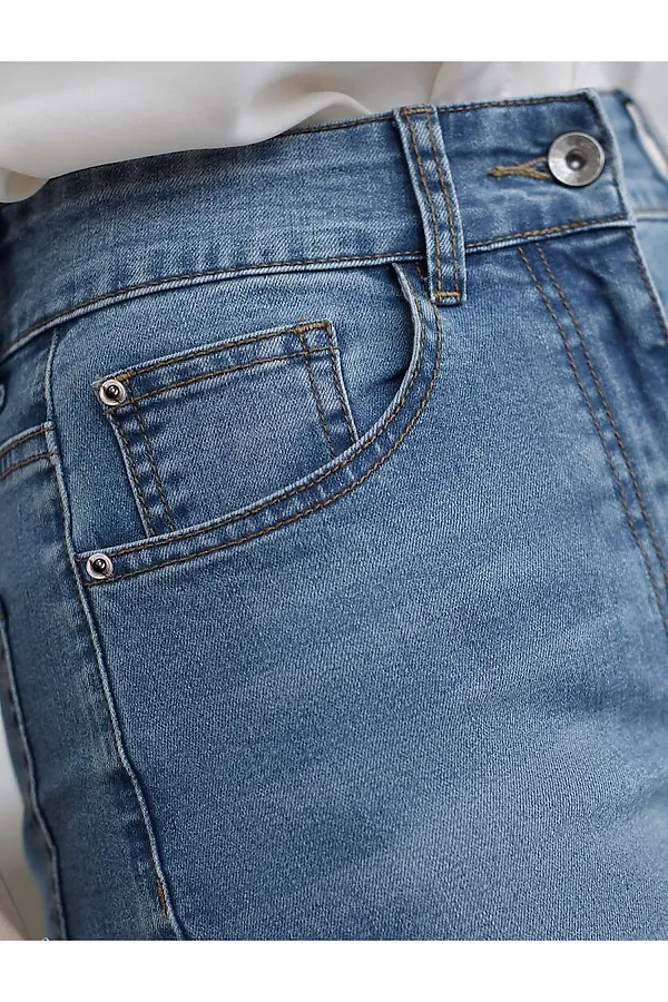 Джинсы mom-fit из эластичного облегченного денима VILATTE, голубой - фото 2