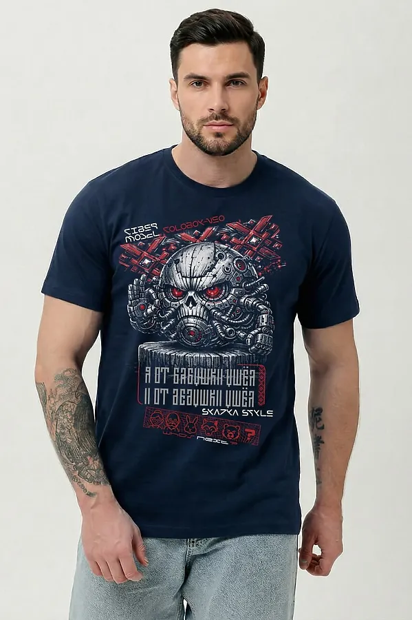 Футболка 8592 НАТАЛИ, т.синий+кибер колобок - фото 2