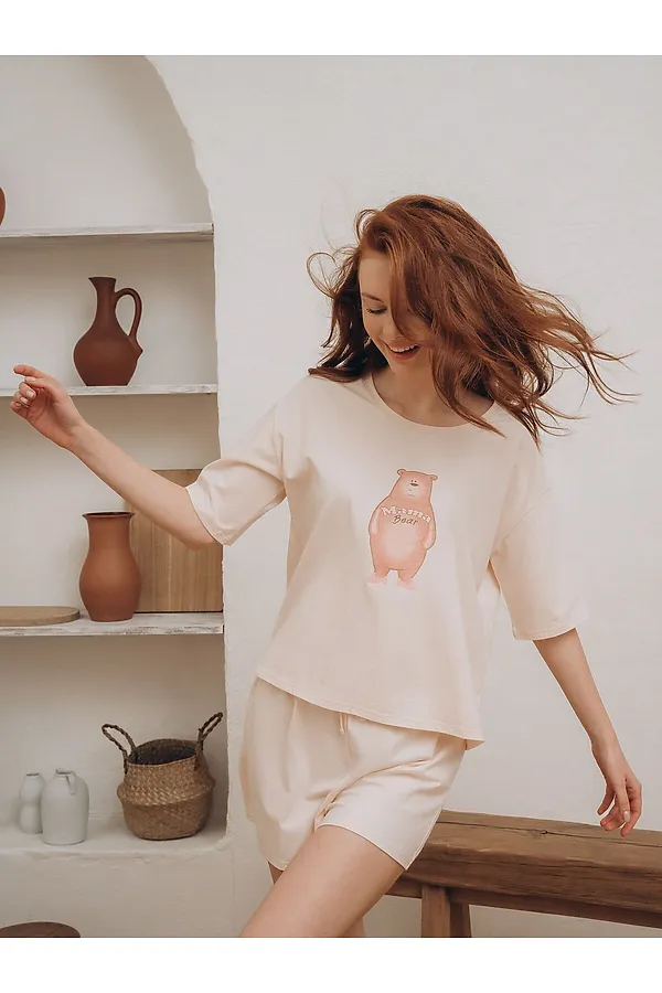 Женская пижама INDEFINI, молочный - фото 2