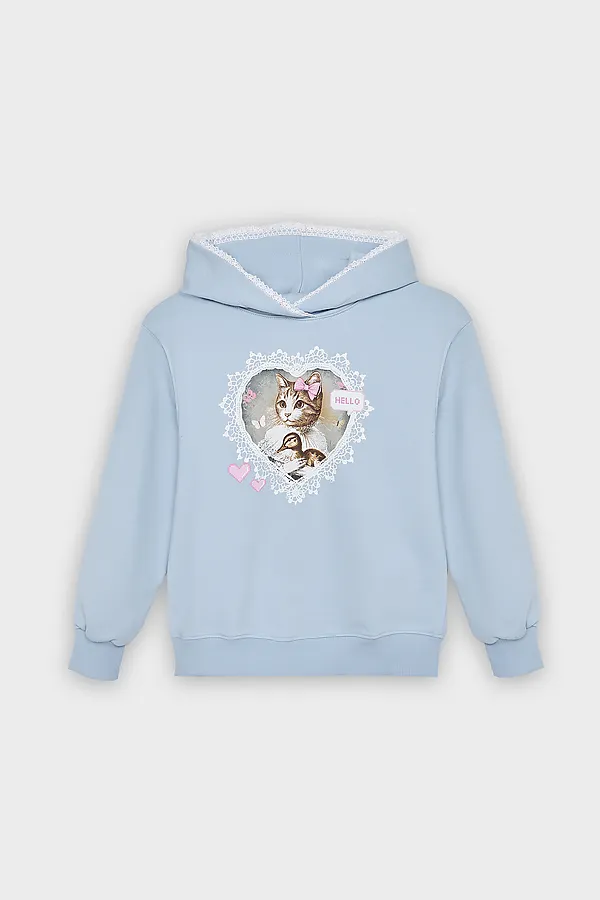 Худи для девочек MARK FORMELLE, небо +печать - фото 2