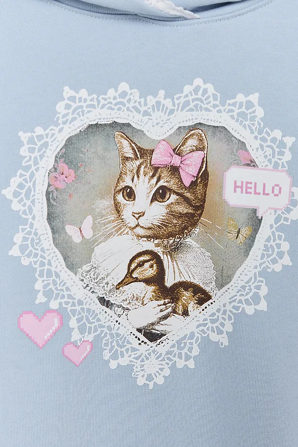 Худи для девочек MARK FORMELLE, небо +печать - фото 2