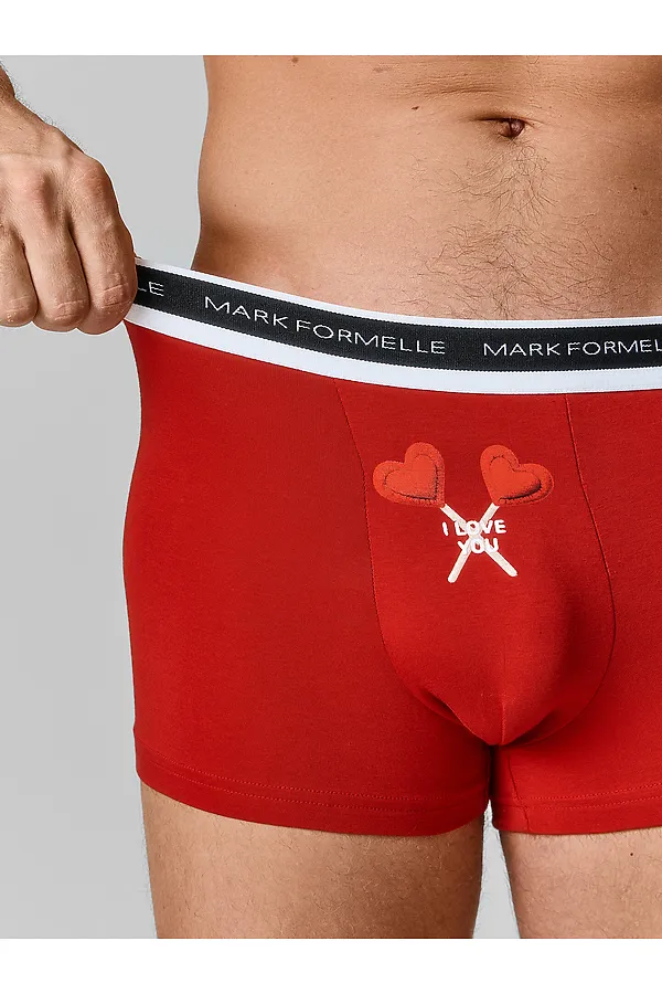 Трусы мужские (2шт) MARK FORMELLE, брусничный +печать - фото 2