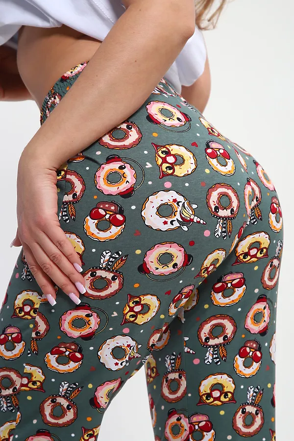 Пижама с брюками Любимая Пончики НАТАЛИ, белый/зеленый - фото 2