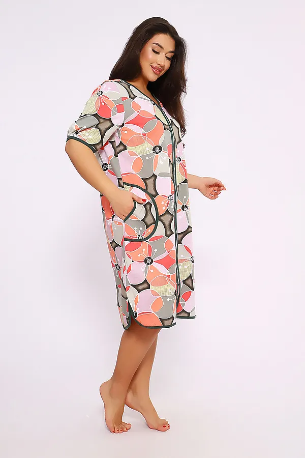 Халат 520 больших размеров НАТАЛИ, зеленый - фото 2