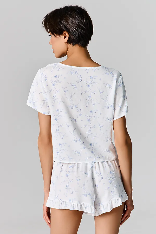 Комплект женский (блуза, шорты) MARK FORMELLE, цветы на св.молочном - фото 2