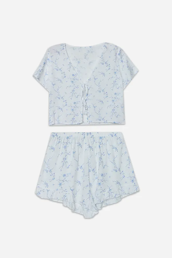 Комплект женский (блуза, шорты) MARK FORMELLE, цветы на св.молочном - фото 2