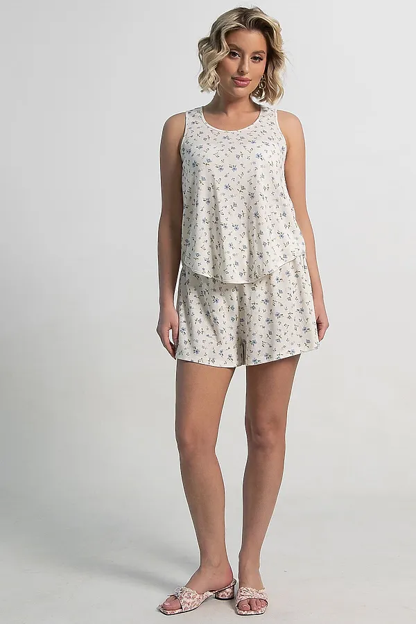 Костюм домашний с шортами Мила LADY TAIGA, бежево-голубой - фото 2