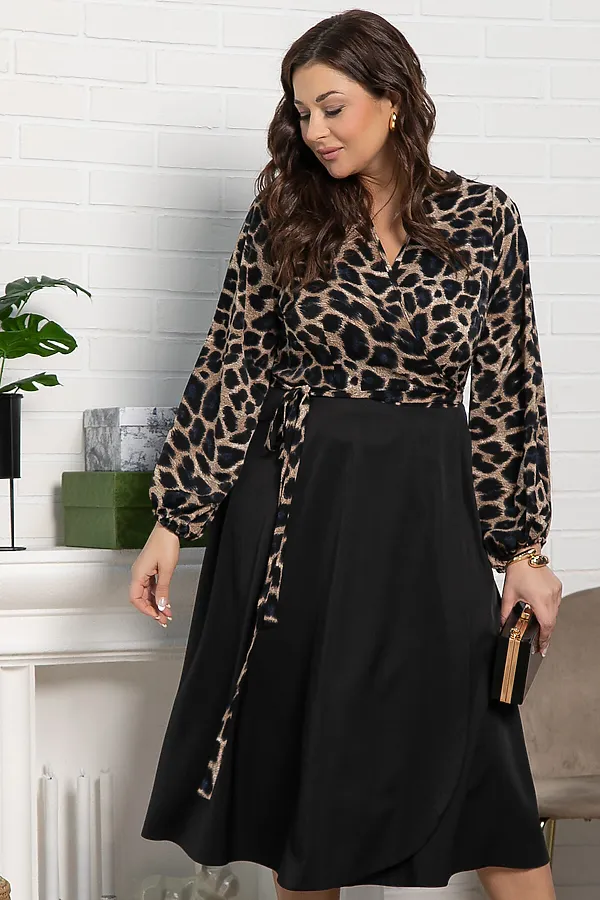 Платье Клеопатра LADY TAIGA, черное/лео - фото 2