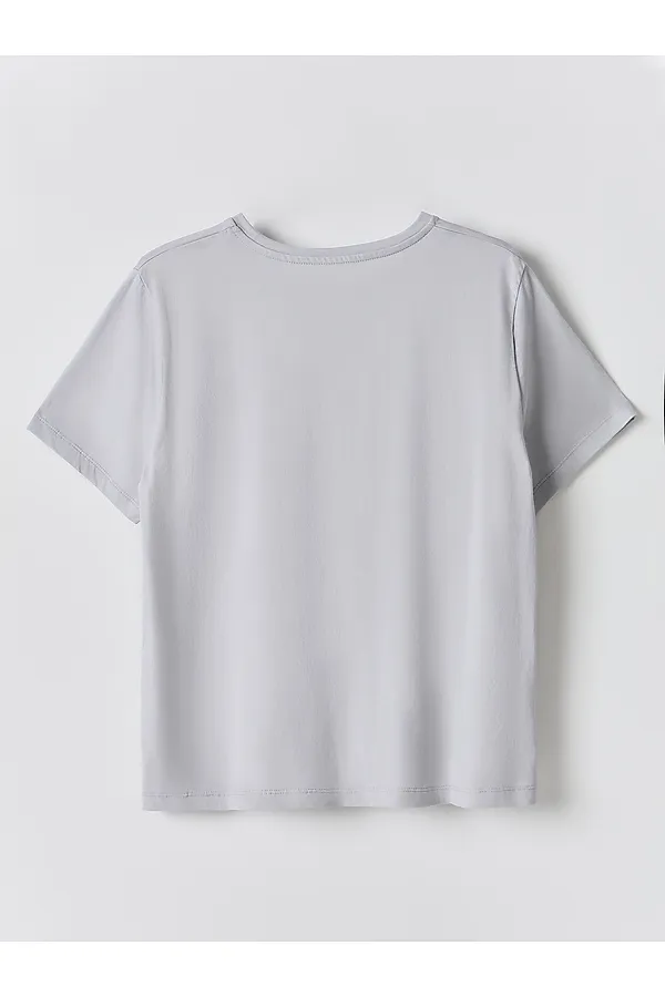 Комплект женский (футболка, бриджи) MARK FORMELLE, серый +веточки на сером - фото 2