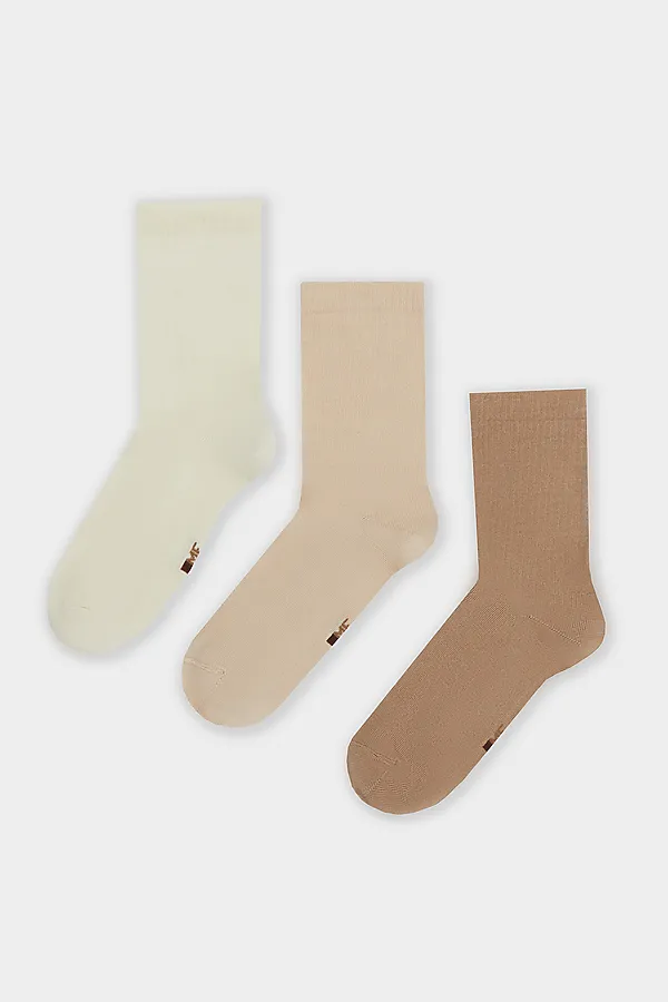 Носки женские (3 пары) MARK FORMELLE, кремовый /нюдовый /капучино/ - фото 2