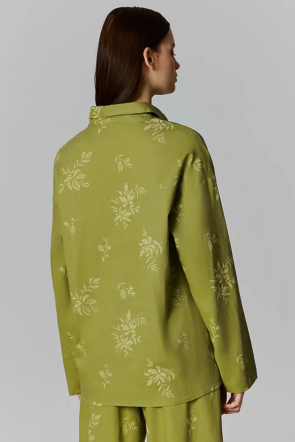 Рубашка женская MARK FORMELLE, цветы на оливковом - фото 2
