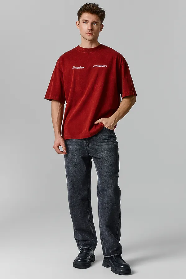 Футболка мужская MARK FORMELLE, acid wash портвейн +печать1 - фото 2