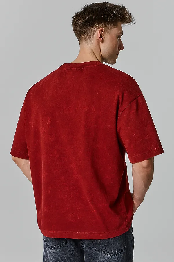 Футболка мужская MARK FORMELLE, acid wash портвейн +печать1 - фото 2