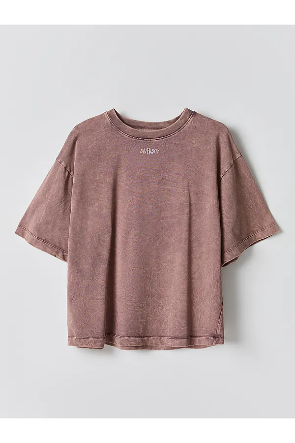 Футболка женская MARK FORMELLE, acid wash бордово-серый +печать - фото 2