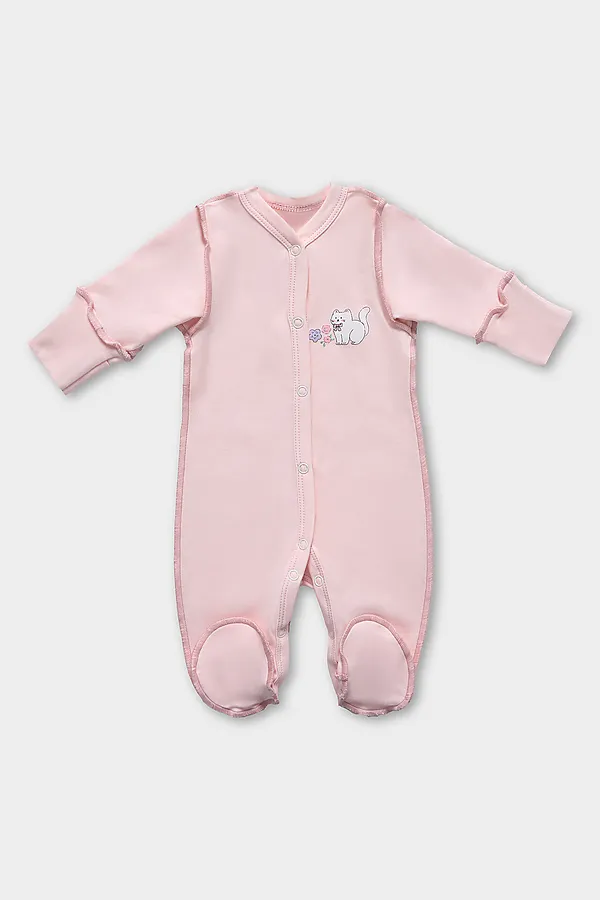 Комбинезон нательный детский (2шт.) MARK FORMELLE, котики с цветами на молочном +розовый - фото 2