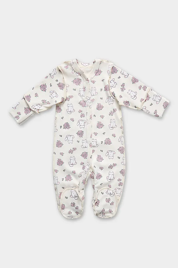 Комбинезон нательный детский (2шт.) MARK FORMELLE, котики с цветами на молочном +розовый - фото 2